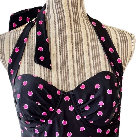 Smart & Sexy Swim, retro tankini top, size 36C, full bra, halter tie, EUC - Picture 2 of 6